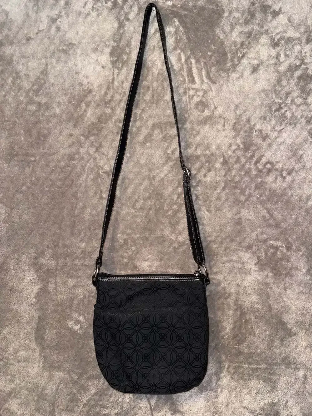Croft & Barrow Black Patterned Fabric Crossbody Bag